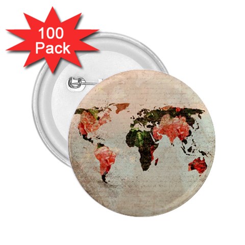 Vintageworldmap1200 2.25  Button (100 pack) from UrbanLoad.com Front