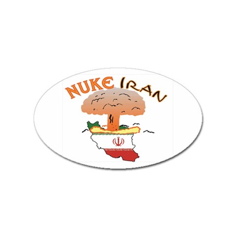 Nuke Iran Sticker Oval (10 pack) from UrbanLoad.com Front