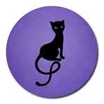 Purple Gracious Evil Black Cat 8  Mouse Pad (Round)