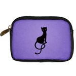 Purple Gracious Evil Black Cat Digital Camera Leather Case