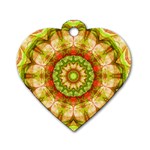 Red Green Apples Mandala Dog Tag Heart (Two Sided)