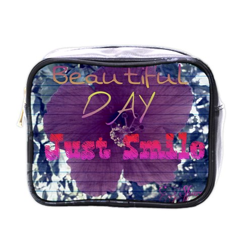 Beautiful Day Just Smile Mini Travel Toiletry Bag (One Side) from UrbanLoad.com Front