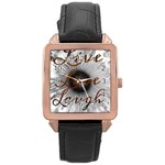 Live love laugh Rose Gold Leather Watch 