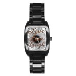 Live love laugh Stainless Steel Barrel Watch