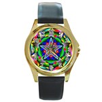 Icosidodecahedron Round Gold Metal Watch