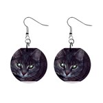 Cat With Glowing Eyes 1  Button Earrings