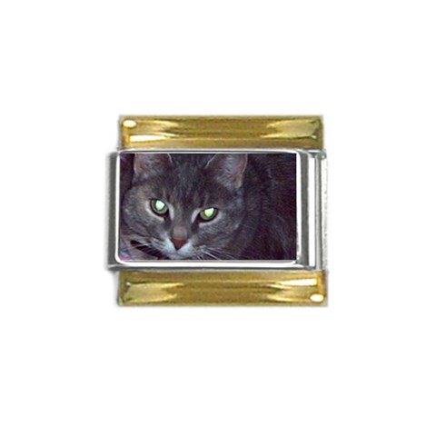 Cat With Glowing Eyes Gold Trim Italian Charm (9mm) from UrbanLoad.com Front