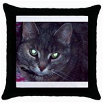 Cat With Glowing Eyes Throw Pillow Case (Black)