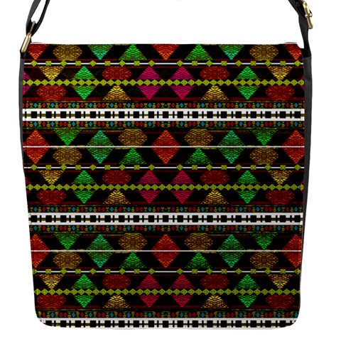 Aztec Style Pattern Flap Closure Messenger Bag (Small) from UrbanLoad.com Front