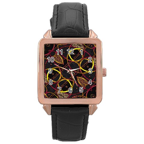 Luxury Futuristic Ornament Rose Gold Leather Watch  from UrbanLoad.com Front