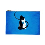 Blue White And Black Cats In Love Cosmetic Bag (Large)