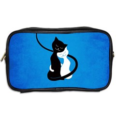Blue White And Black Cats In Love Travel Toiletry Bag (Two Sides) from UrbanLoad.com Back