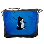 Blue White And Black Cats In Love Messenger Bag