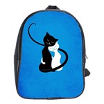 Blue White And Black Cats In Love School Bag (XL)