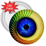 Eerie Psychedelic Eye 3  Button (100 pack)