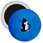 Blue White And Black Cats In Love 3  Button Magnet