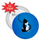Blue White And Black Cats In Love 2.25  Button (10 pack)
