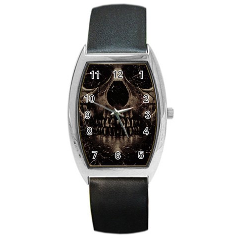 Skull Poster Background Tonneau Leather Watch from UrbanLoad.com Front