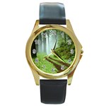 Forest Round Gold Metal Watch