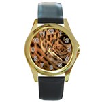 Tiger Eye Round Gold Metal Watch