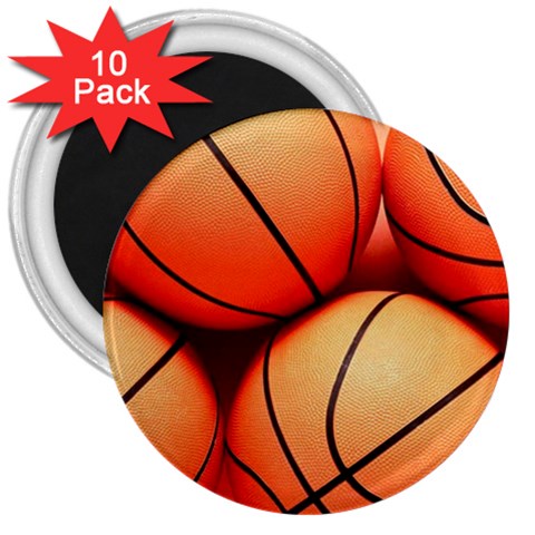Basketball 3  Magnet (10 pack) from UrbanLoad.com Front