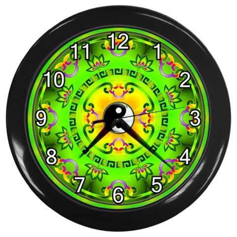 YinYang Wall Clock (Black with 12 white numbers) from UrbanLoad.com Front