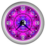 YinYang Wall Clock (Silver with 4 black numbers)