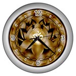 OM Lotus Wall Clock (Silver with 4 black numbers)