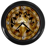 OM Lotus Wall Clock (Black with 4 white numbers)