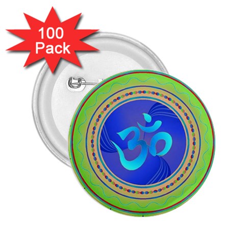OM mandala 2.25  Button (100 pack) from UrbanLoad.com Front