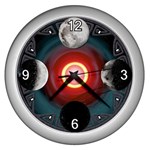 4 Moons Wall Clock (Silver with 4 white numbers)