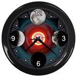 4 Moons Wall Clock (Black with 4 white numbers)