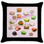 Japanese Sweets  Throw Pillow Case (Black)