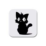 Black Cat 3 Rubber Square Coaster (4 pack)
