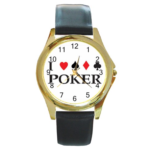 Poker Round Gold Metal Watch from UrbanLoad.com Front