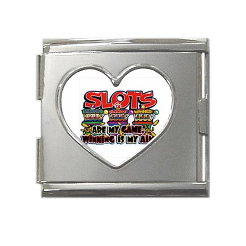 Slots Mega Link Heart Italian Charm (18mm) from UrbanLoad.com Front