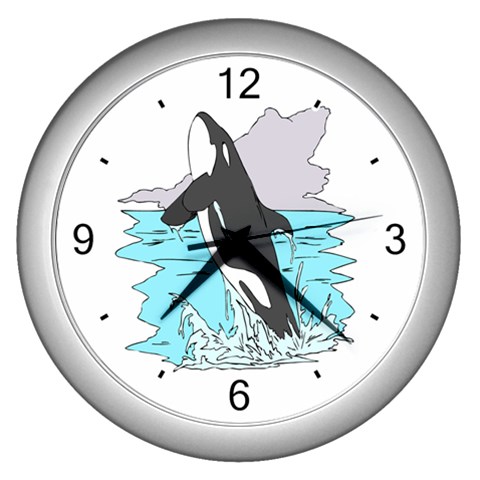 Killer Whale Wall Clock (Silver) from UrbanLoad.com Front