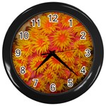 Orange Coral Wall Clock (Black)