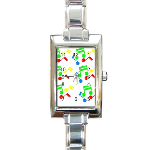 Music Notes Rectangular Italian Charm Watch from UrbanLoad.com Front