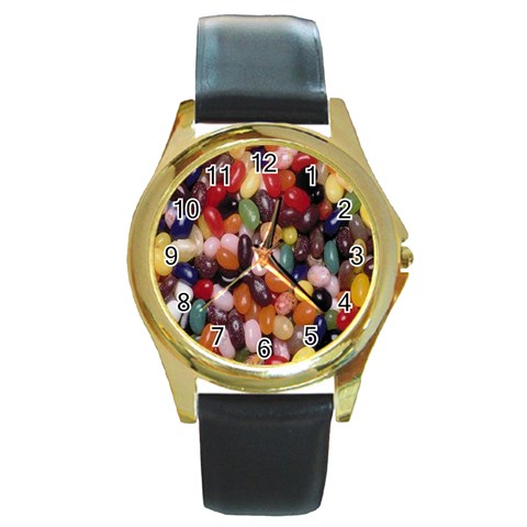 Jelly Belly Round Gold Metal Watch from UrbanLoad.com Front