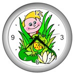 Frog and Boy Wall Clock (Silver)