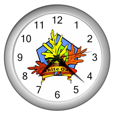 White Oak Emblem Wall Clock (Silver) from UrbanLoad.com Front