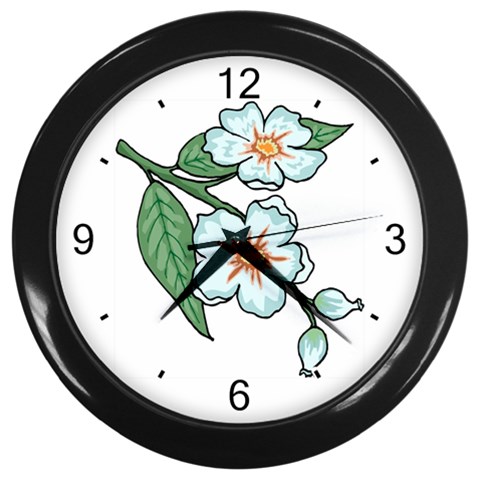 Apple Blossoms Wall Clock (Black) from UrbanLoad.com Front