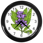 Purple Flower Wall Clock (Black)