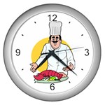 Lobster Chef Kitchen Wall Clock (Silver)
