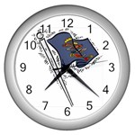 State Flag North Dakota Wall Clock (Silver)