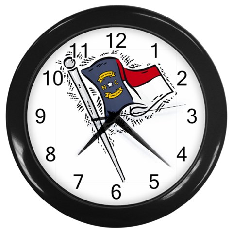 State Flag North Carolina Wall Clock (Black) from UrbanLoad.com Front