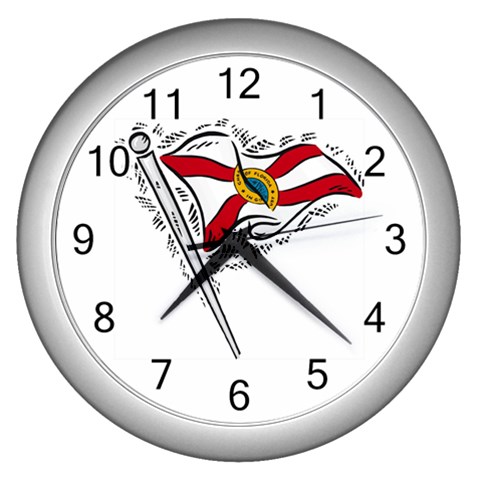 State Flag Florida Wall Clock (Silver) from UrbanLoad.com Front