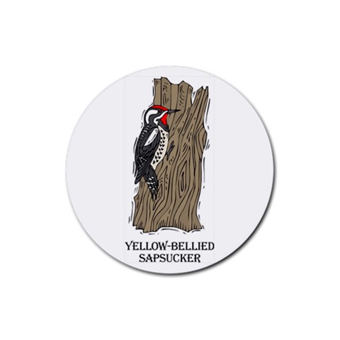 Yellow Bellied Sapsucker Rubber Round Coaster (4 pack) from UrbanLoad.com Front