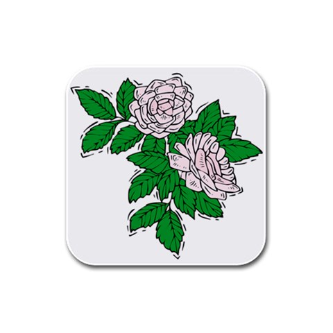Flower D102 Rubber Square Coaster (4 pack) from UrbanLoad.com Front